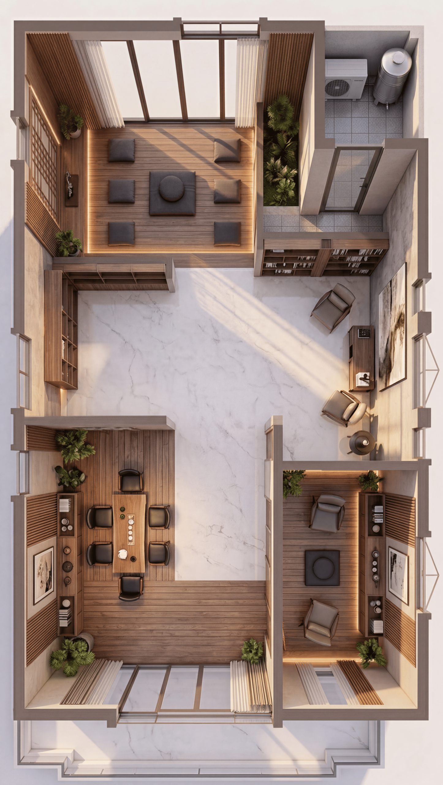 Mặt bằng thiết kế tầng thượng sân thượng biệt thự Vinhomes Hóc Môn