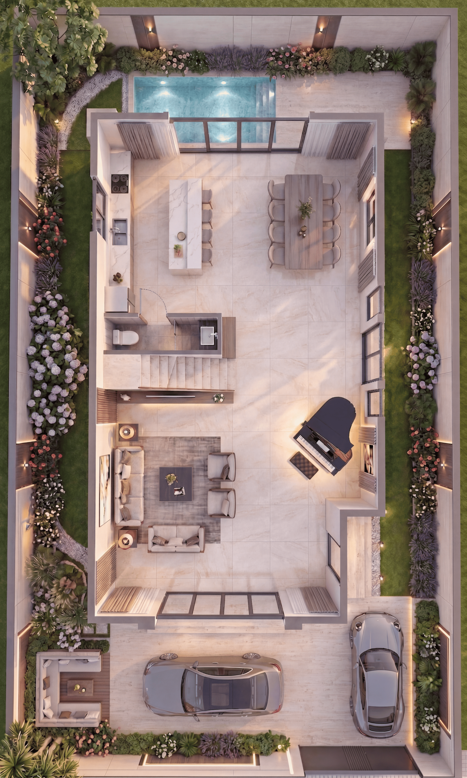 Bản vẽ mặt bằng tổng thể biệt thự có gara tại Vinhomes Saigon Park Hóc Môn