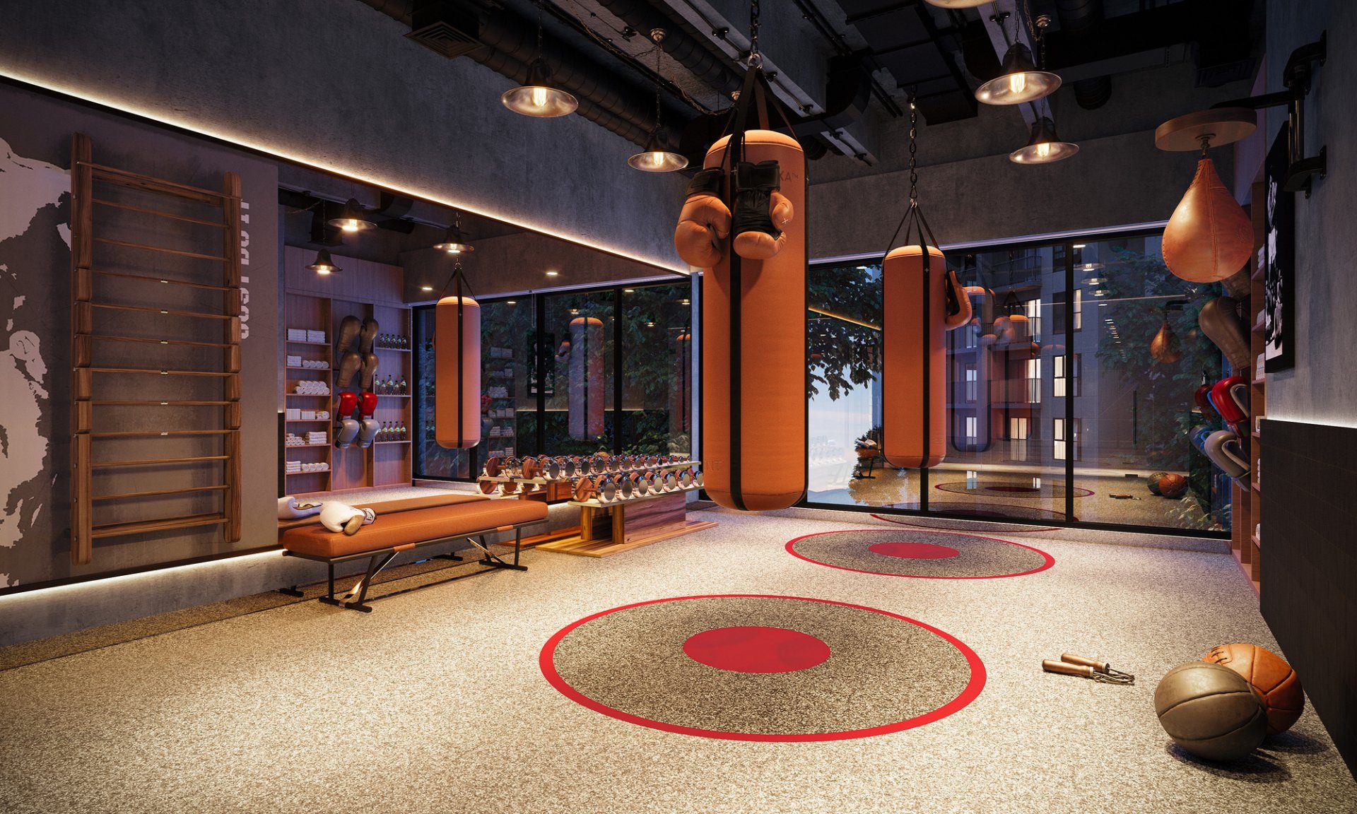 Phòng tập boxing và gym trong nhà dành cho cư dân The Privé