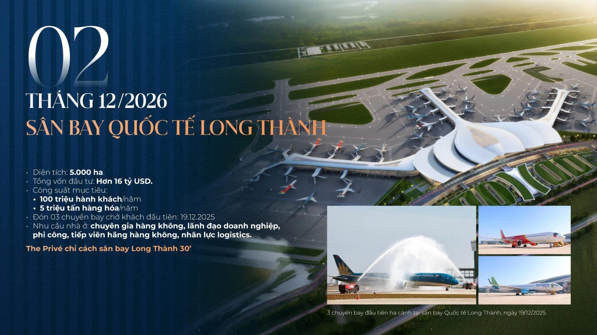 Sân bay quốc tế Long Thành, cách The Privé khoảng 30 phút theo cao tốc TP.HCM - Long Thành