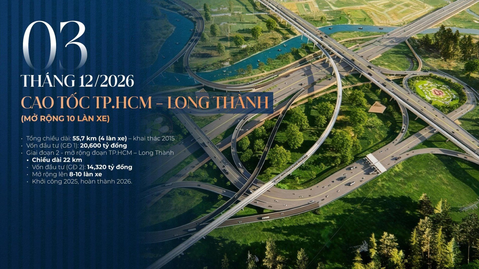 Cao tốc TP.HCM - Long Thành - Dầu Giây mở rộng 8 - 10 làn xe, chạy ngay mặt tiền dự án The Privé