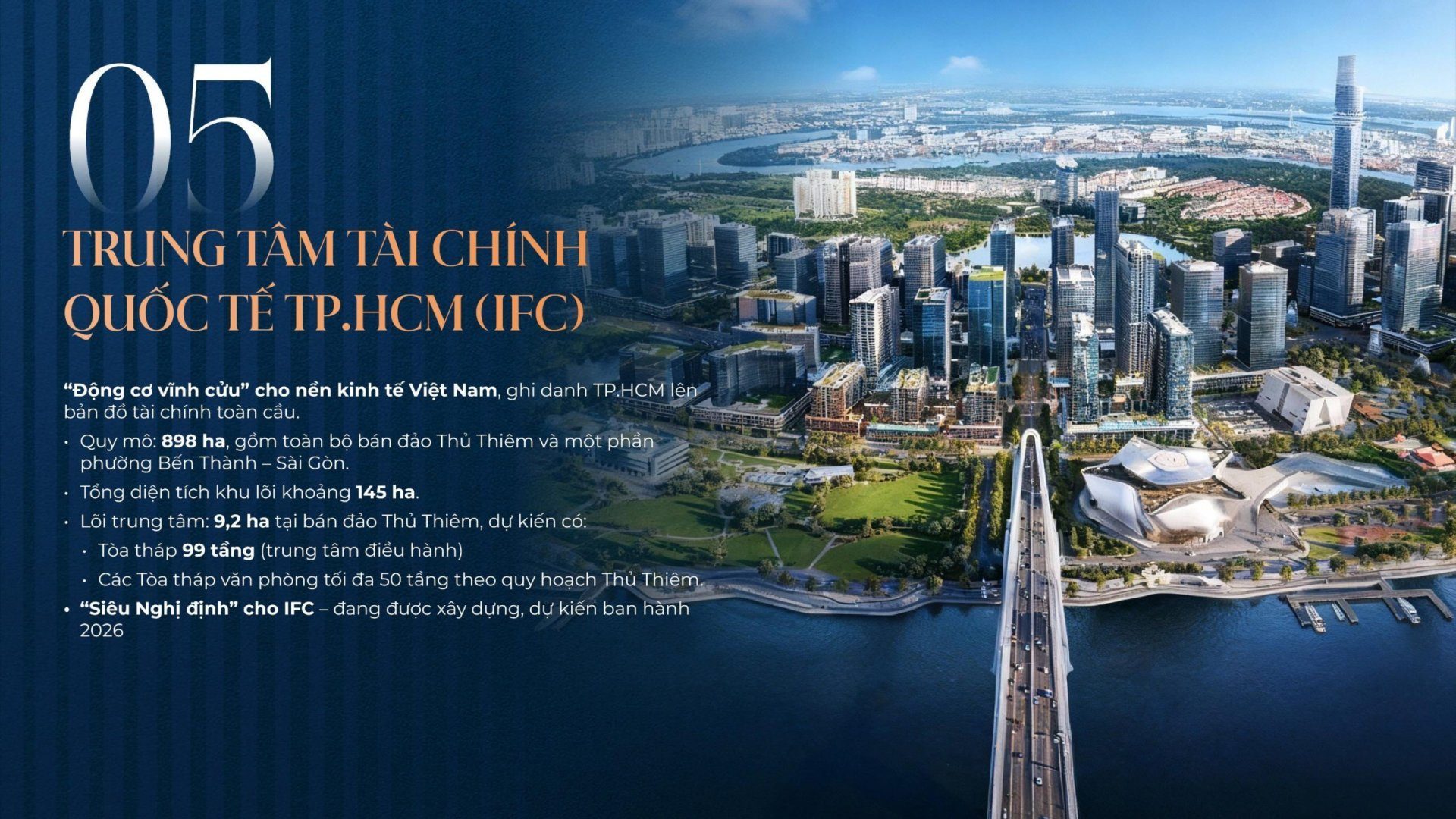 Trung tâm tài chính quốc tế TP.HCM tại Thủ Thiêm, cách căn hộ The Privé 5 - 10 phút